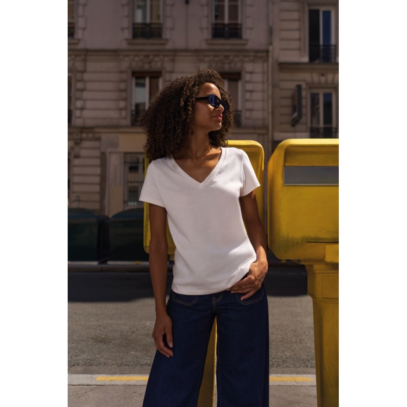 Ženska bombažna kratka majica Sol's Regent V-neck Woman