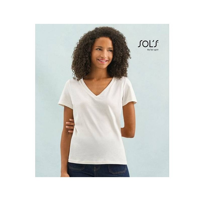 Ženska bombažna kratka majica Sol's Regent V-neck Woman