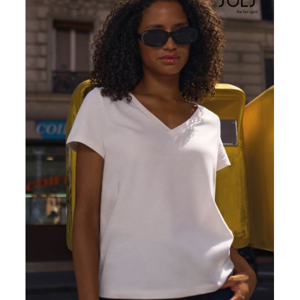 Ženska bombažna kratka majica Sol's Regent V-neck Woman