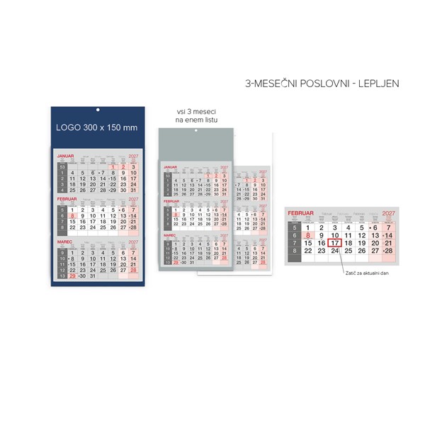 Poslovni 3-mesečni - lepljen