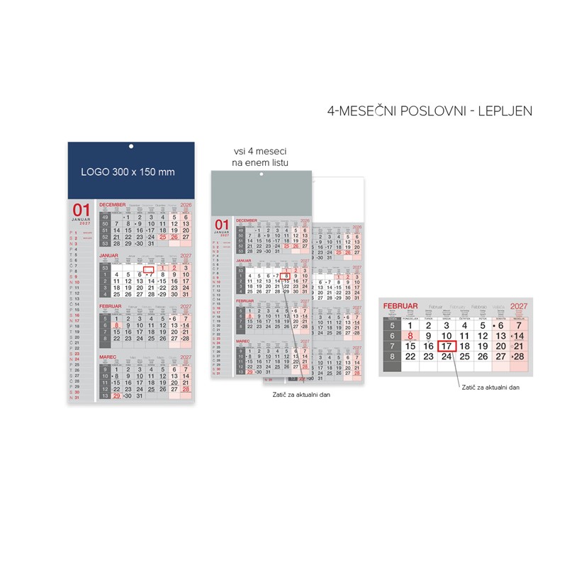 Poslovni 4-mesečni - lepljen